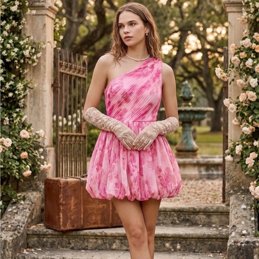 NWT Anthropologie Hutch One-Shoulder Pink Floral Romper Size 6